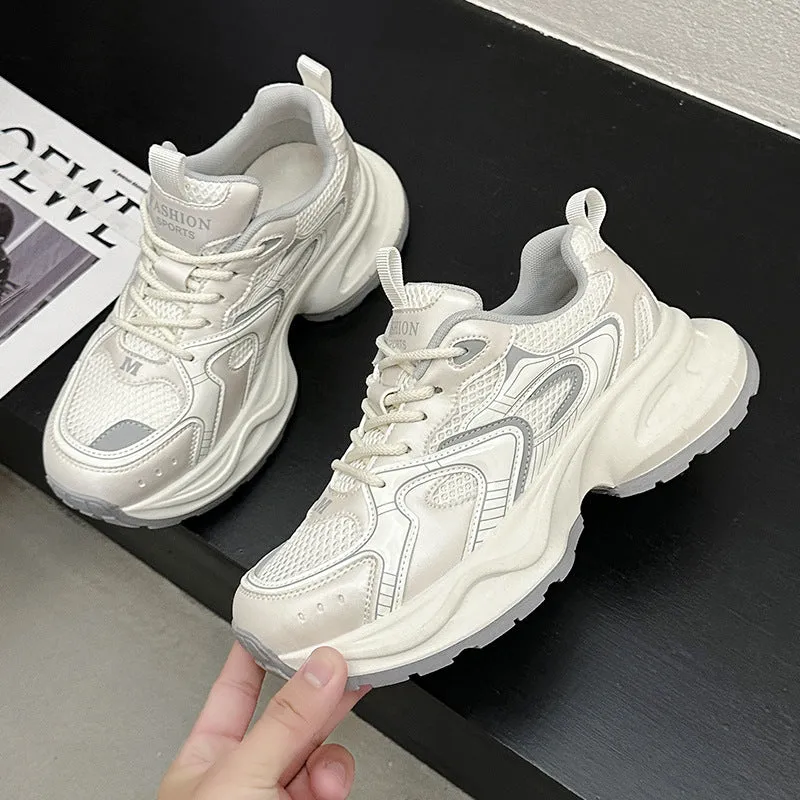 xakxx Free Shipping  Summer New Ladies Dad Shoes Thick Sole Increased Slim Fit Women's Shoes All-Match Fashion Sneaker Women's Shoes