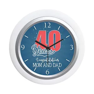 Yaya Cafe™ 40th for Mom Dad, Table Desk Clock Plastic Framed Congratulations- 6x6 inches(White Frame, Unbreakable Flexiglass Cover, Analog)