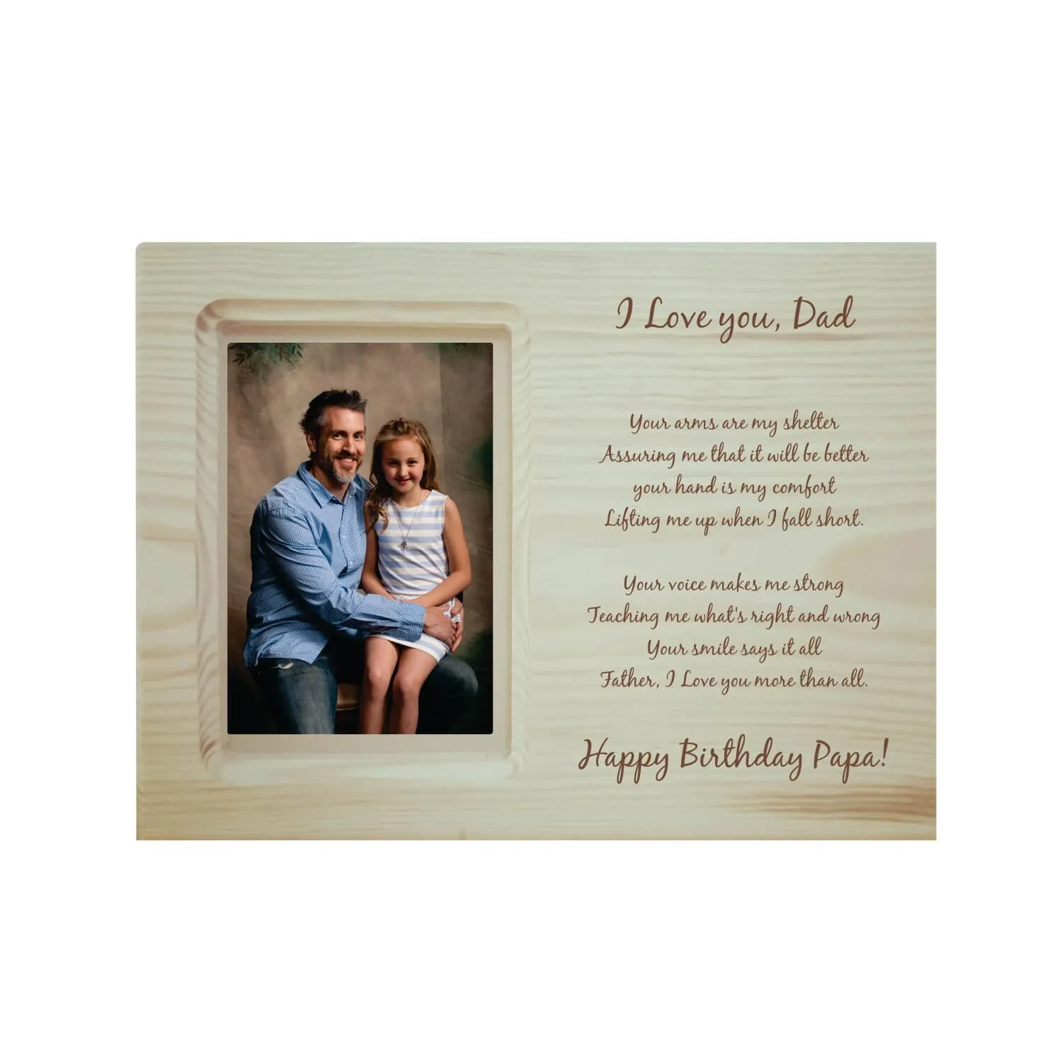 YaYa cafe Birthday Gifts for Father Engraved Photo Frame Wooden Poem, Happy Birthday Papa Love You Dad - 12x9 inches