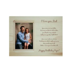 YaYa cafe Birthday Gifts for Father Engraved Photo Frame Wooden Poem, Happy Birthday Papa Love You Dad - 12x9 inches