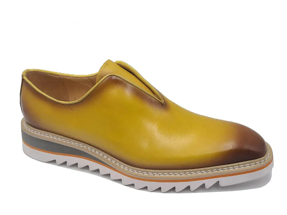 Yellow Carrucci Men's Shoes Laceless Slip-On Loafer with Contrast Color Style No: K55S0-08