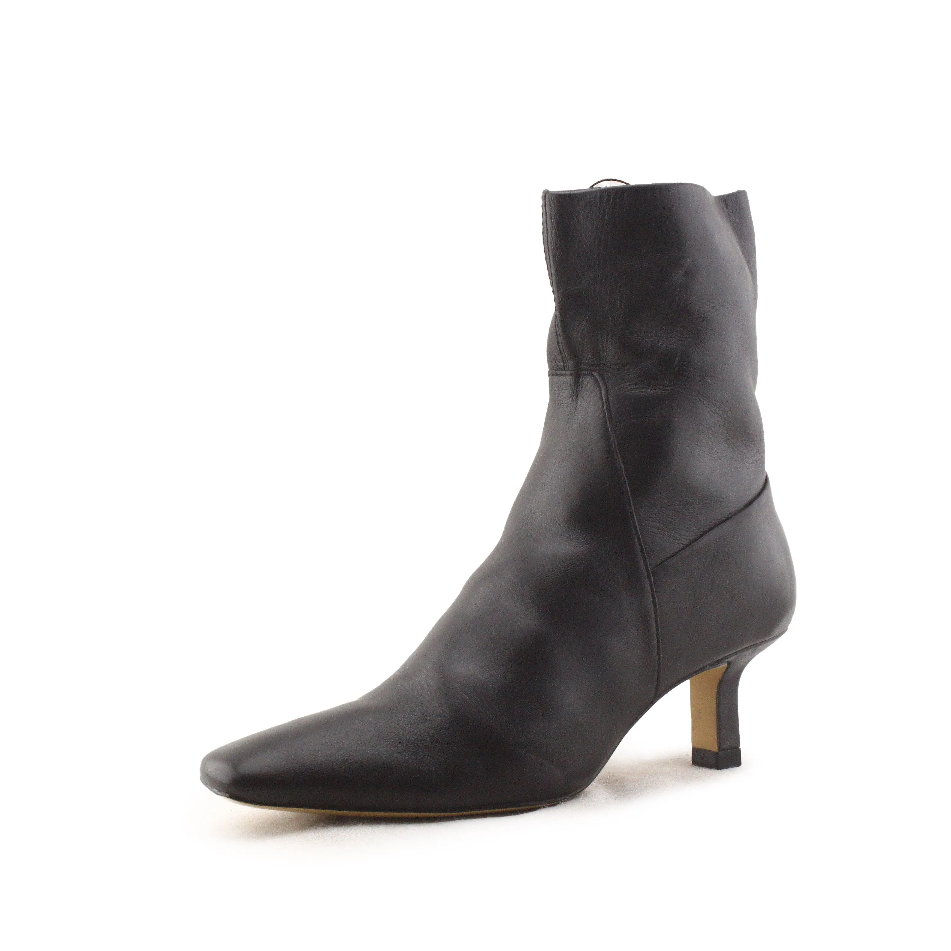 Zara Zipper Kitten Heels Ankle Boots | 100% Authentic leather