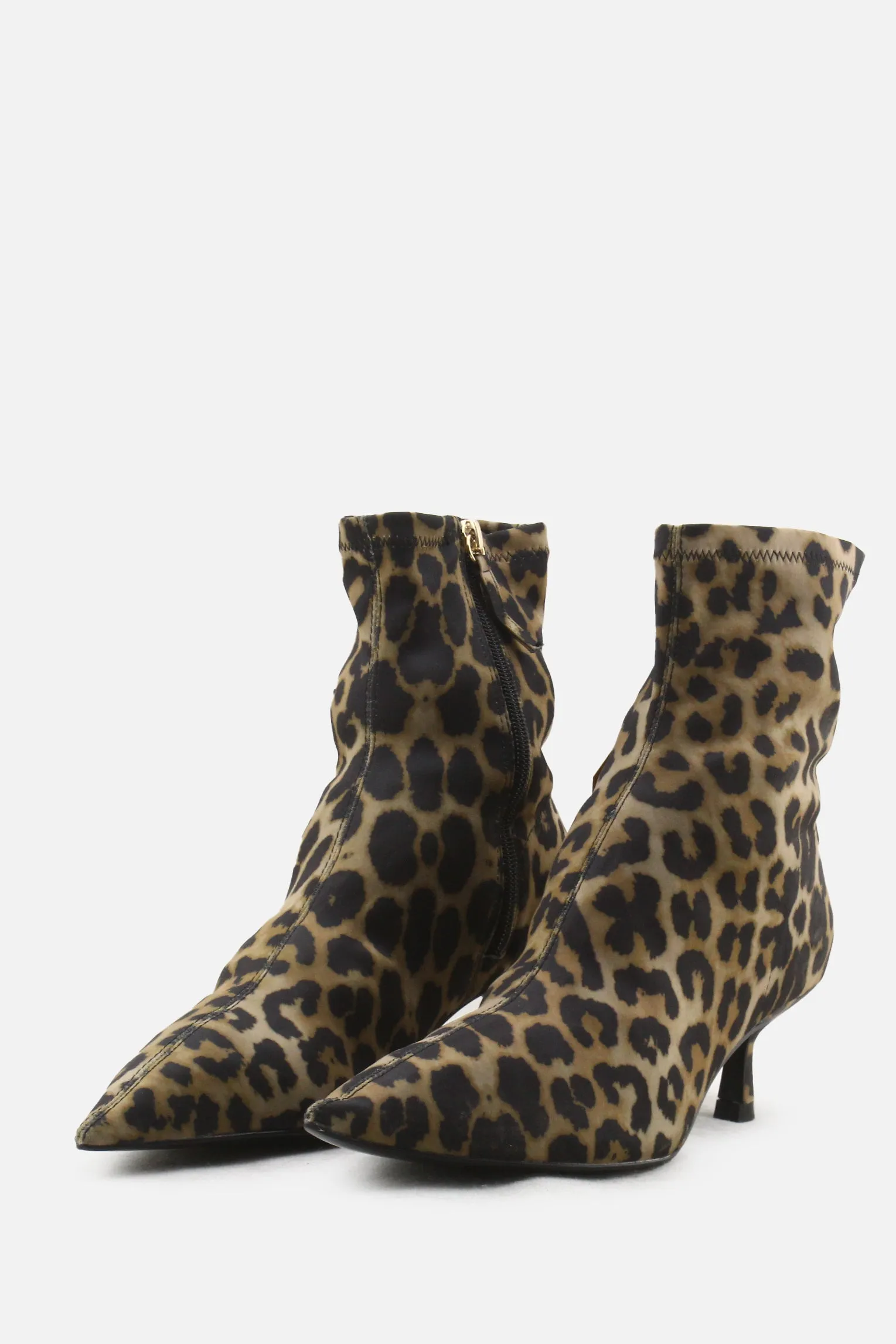 Zara Zipper Kitten Heels Sock Boots | Textile